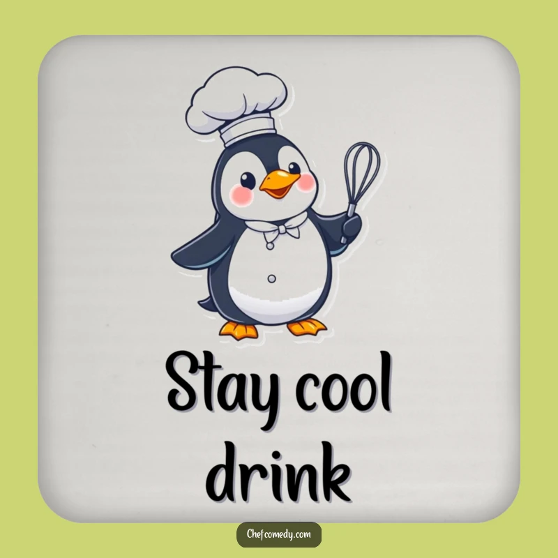 Funny Penguin Chef Coaster - Protect Surfaces with Culinary Whimsy!