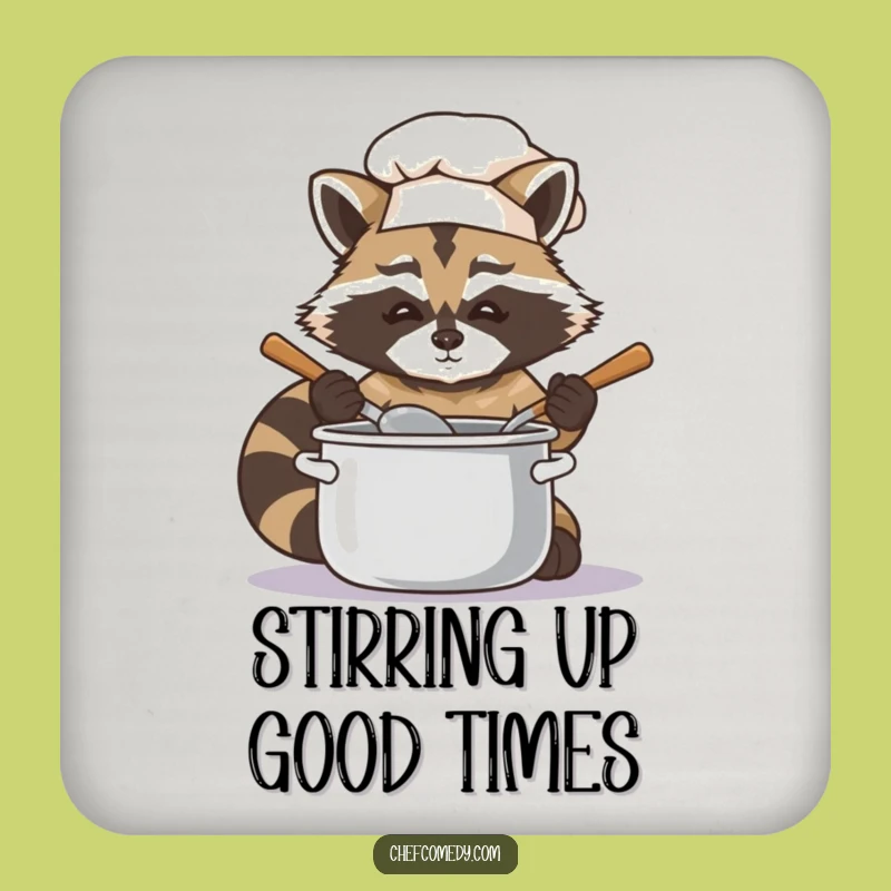 Funny Raccoon Chef Coaster Set: Protect Surfaces with Culinary Mischief