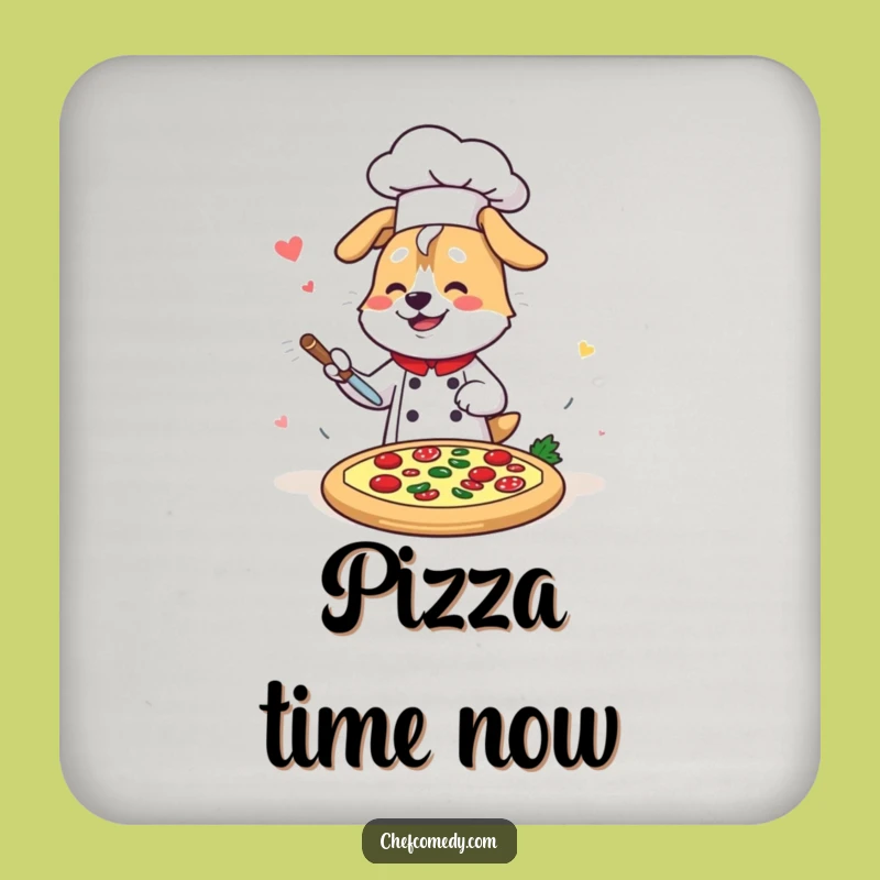 Funny Kawaii Dog Chef Pizza Coaster: Protect Surfaces with Speedy Culinary Art