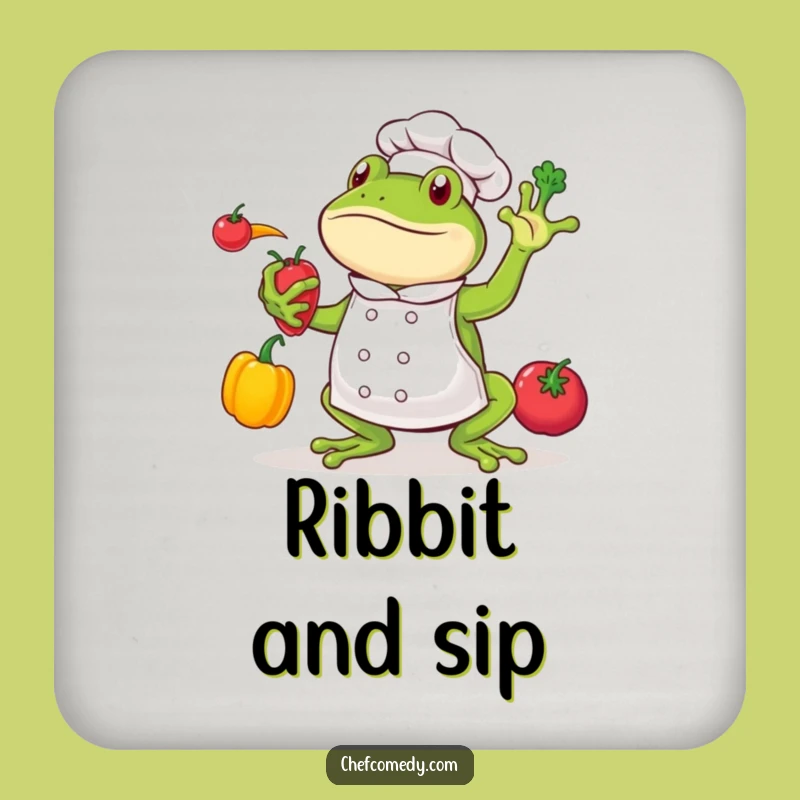 Funny Frog Chef Coasters: Protect Surfaces with Juggling Vegetable Art