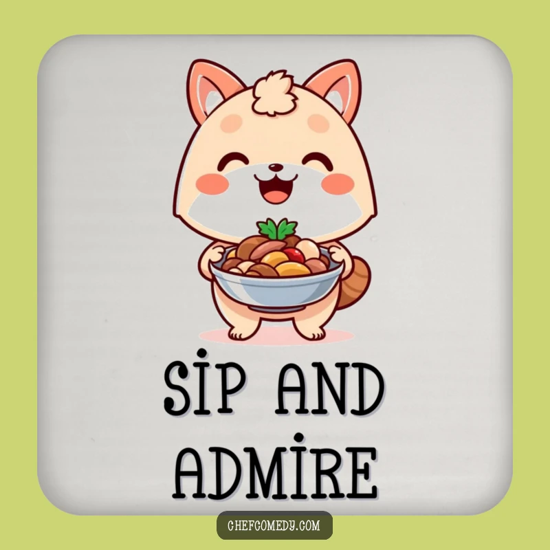 Funny Proud Chef Animal Dish Drink Coaster: Protect Surfaces with Culinary Flair