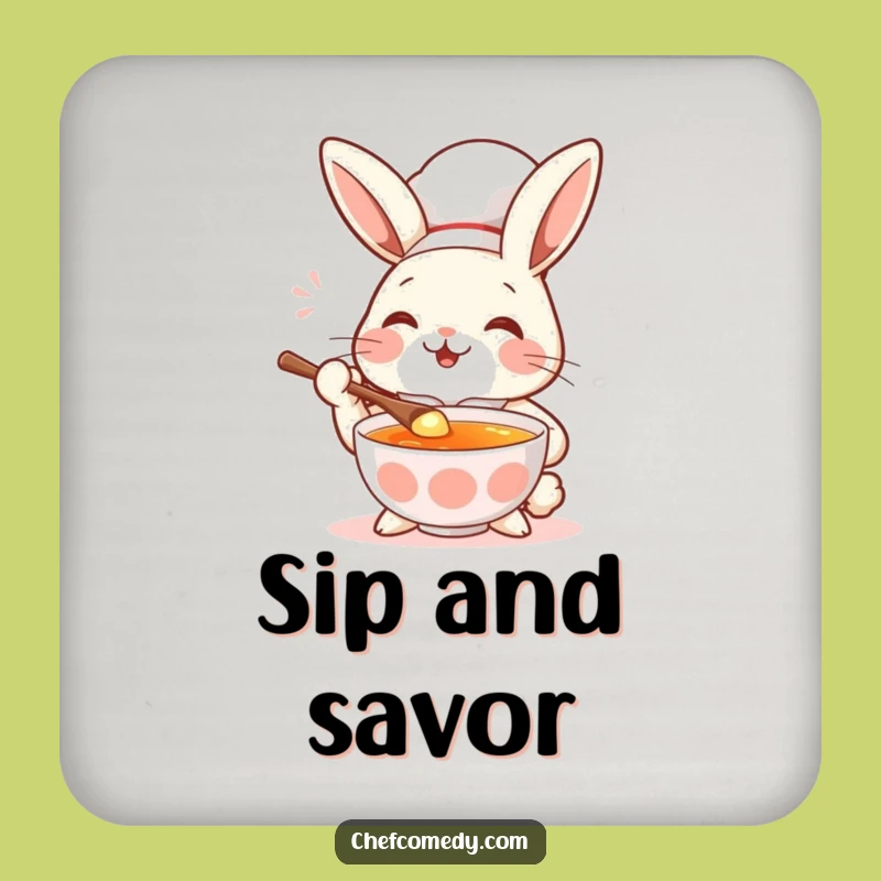 Funny Rabbit Chef Coaster - Protect Surfaces with Culinary Delight!
