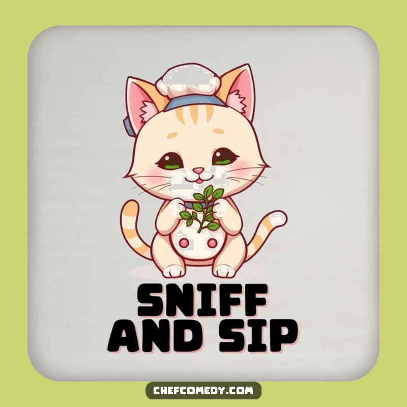 Funny Kawaii Cat Chef Herb Coaster: Protect Surfaces with Feline Elegance