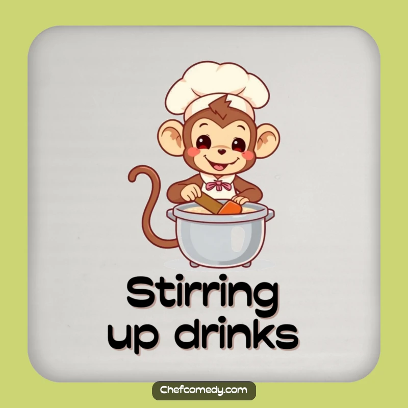 Funny Monkey Chef Coaster: Playful Stirrer of Pot, Jungle Kitchen Decor Gift