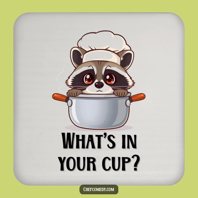 Funny Raccoon Chef Coasters - Protect Surfaces with Culinary Intrigue