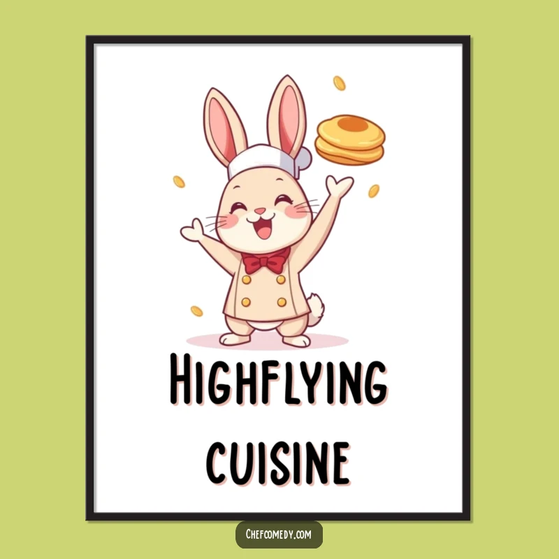 Funny Chef Rabbit Pancake Poster: Breakfast Wall Art, Perfect Funny Gift