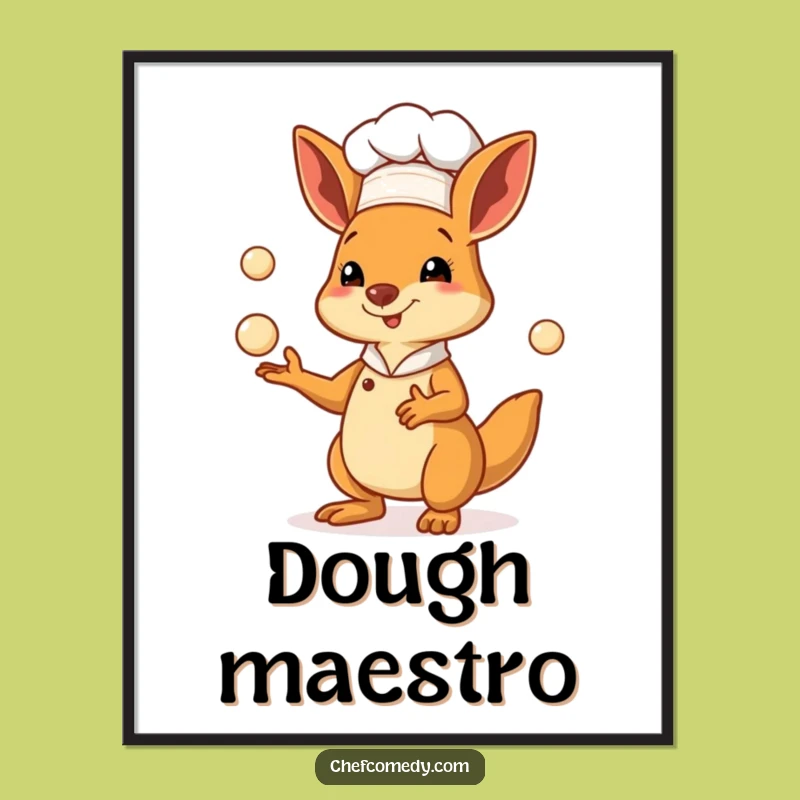 Funny Kangaroo Chef Poster - Kitchen Art for Baking Enthusiasts