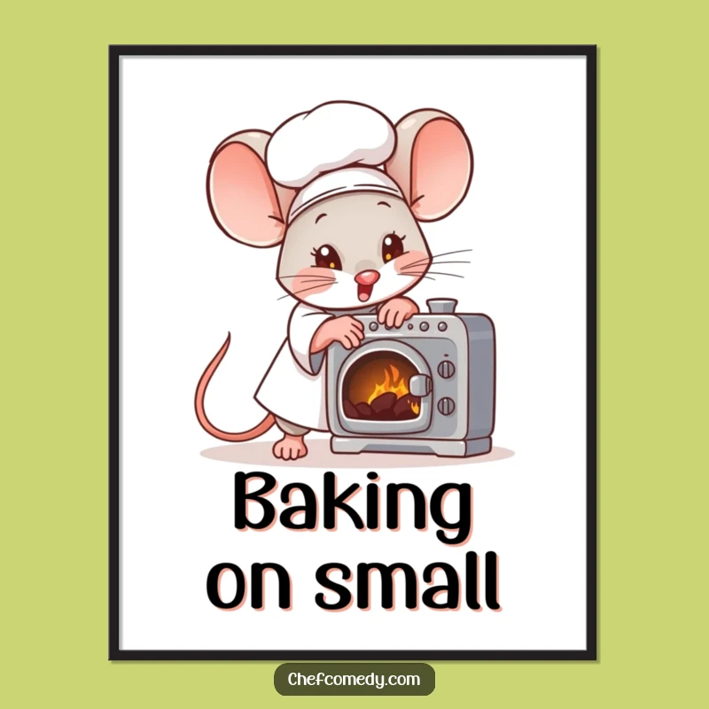 Funny Mouse Chef Poster: Tiny Baker, Big Effort, Hilarious Kitchen Art