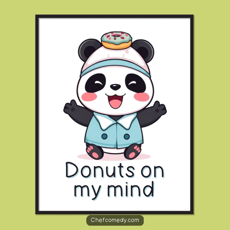 Funny Panda Chef Art Print - Hilarious Donut Decor for Sweet Spaces