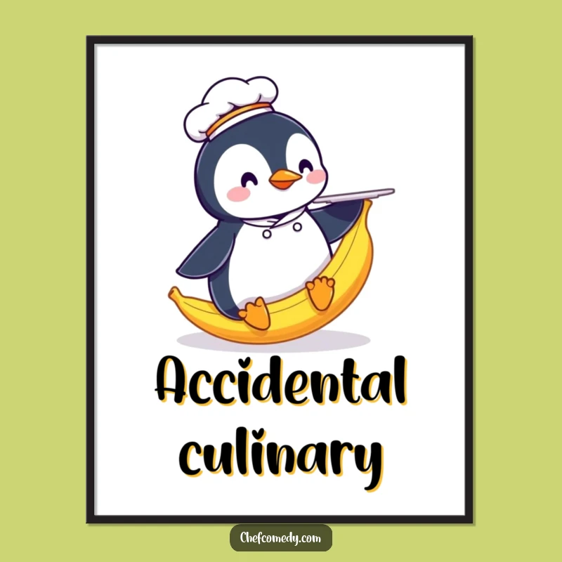 Funny Penguin Chef Poster: Slipping Chef Art, a Hilarious and Funny Gift for Wall Decor