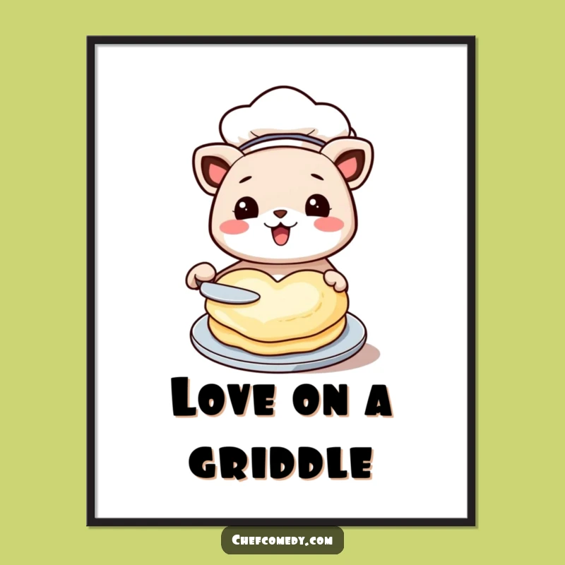 Funny Chef Animal Heart Pancake Poster: Decorate with Delicious Fun