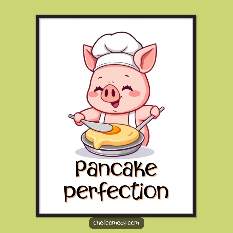 Funny Kawaii Pig Chef Poster: Culinary Art for Your Kitchen Walls