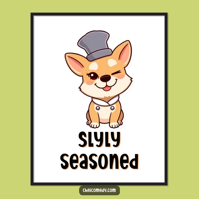 Funny Dog Chef Poster: Winking Dog with Tall Hat, Whimsical Wall Art