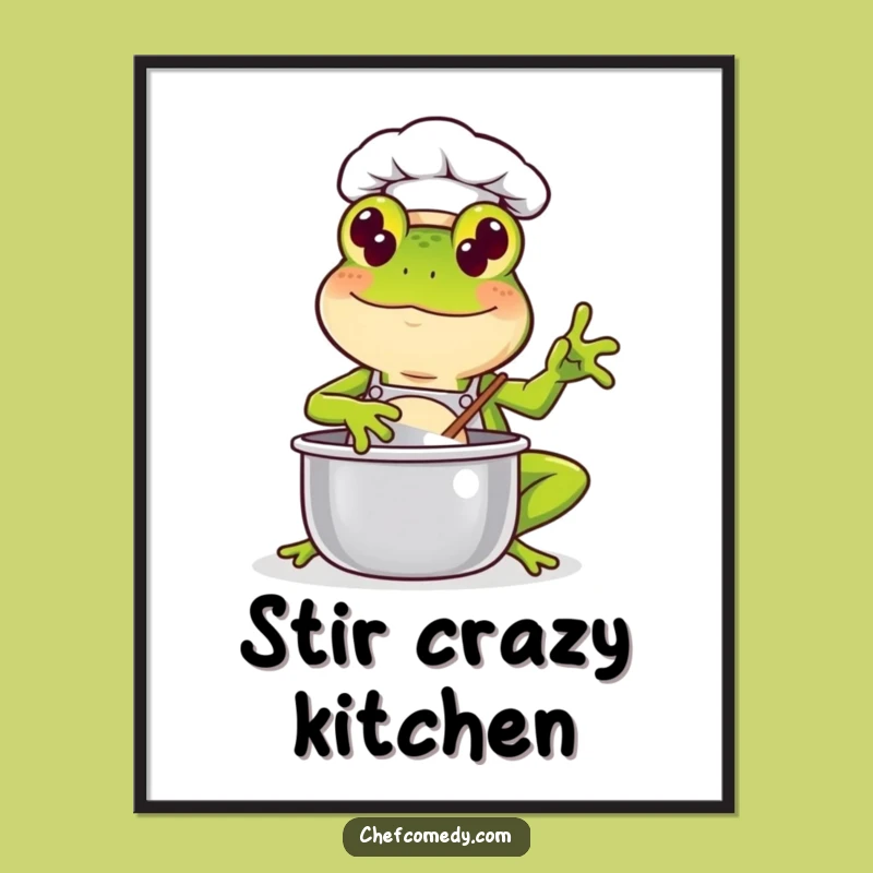 Funny Kawaii Frog Chef Poster: Whimsical Kitchen Art, Hilarious Decor for Food Lovers!