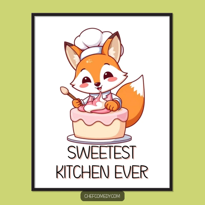 Funny Fox Chef Cake Decorating Poster: Bring Culinary Humor to Your Walls