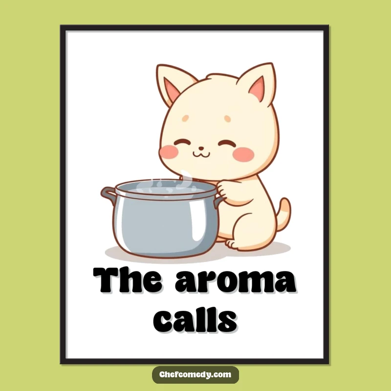 Funny Kawaii Animal Poster - Whimsical Humorous Gift for Kitchen Decor