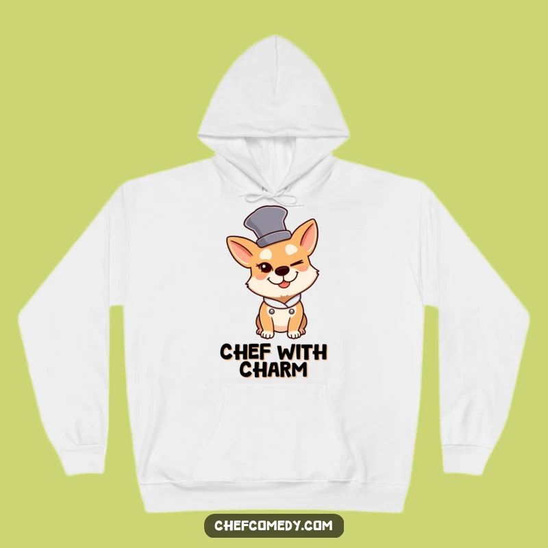 Cozy Funny Dog Chef Hoodie: Winking Dog with Tall Hat, Warm & Hilarious