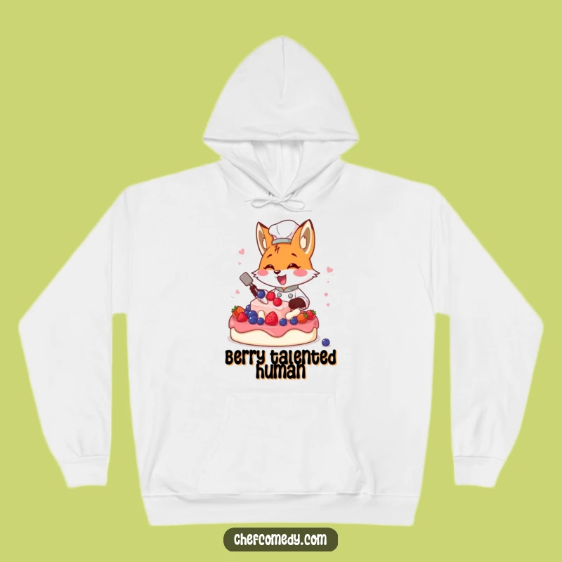 Cozy Funny Fox Chef Hoodie - Warm Up with Hilarious Cake Decorating Art!