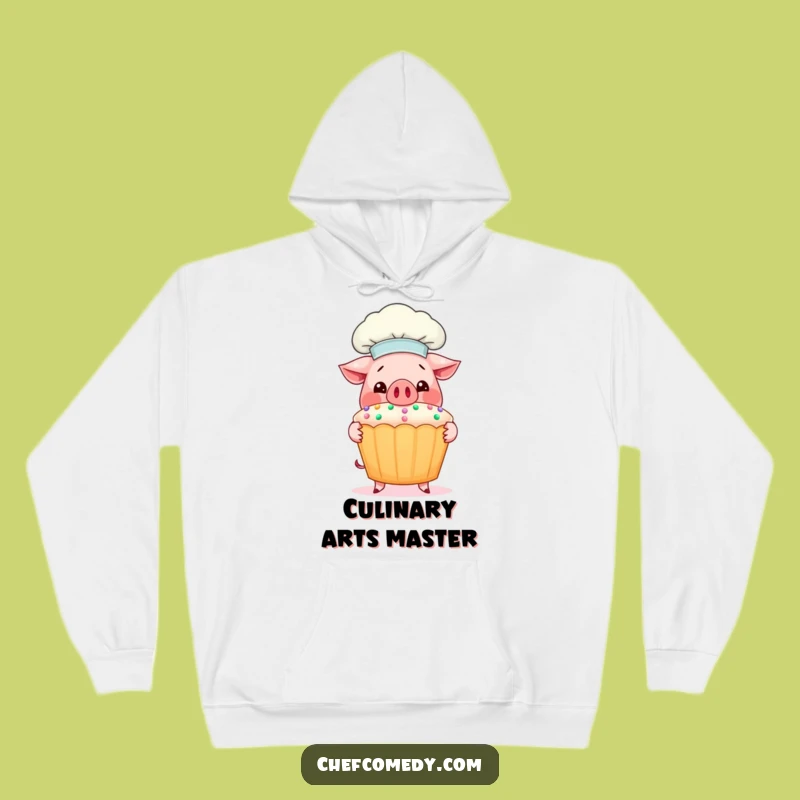 Cozy Funny Pig Chef Hoodie: Adorable Pig Chef Presents Giant Cupcake, Warm & Hilarious Gift