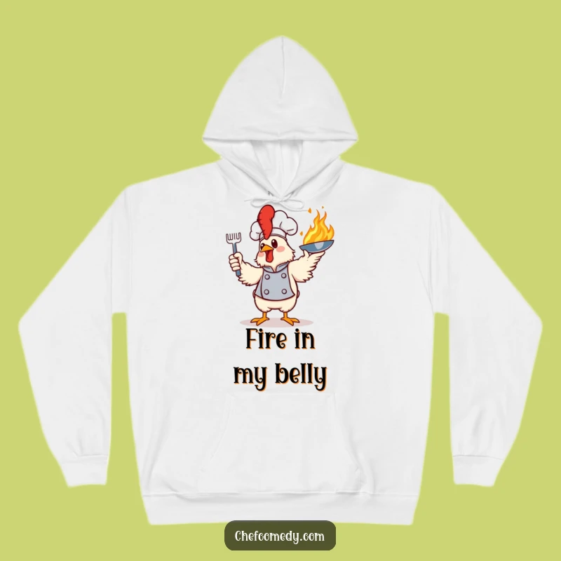 Funny Chicken Chef Flaming Pan Hoodie - Warm & Hilarious Gift