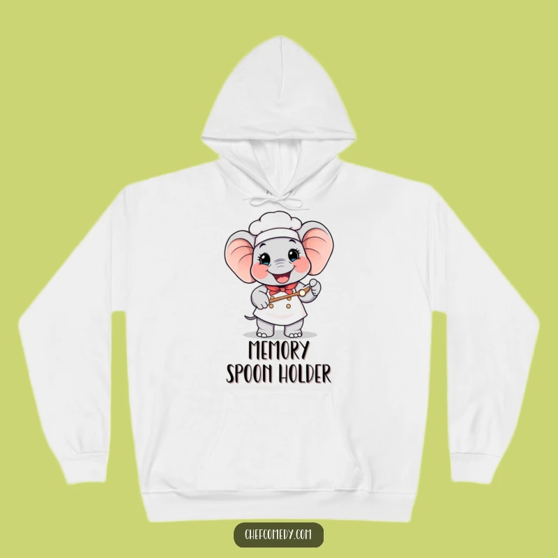 Funny Elephant Chef Hoodie: Happy Baker Holding Giant Spoon, Cozy Humorous Gift