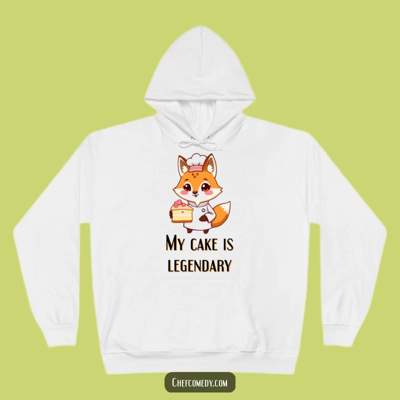 Funny Fox Chef Hoodie: Proud Cake Presenting Character, Cozy Funny Gift for Bakers