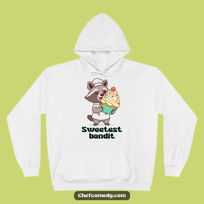 Funny Kawaii Raccoon Chef Hoodie: Grand Cupcake Reveal, Cozy Bakery Wear