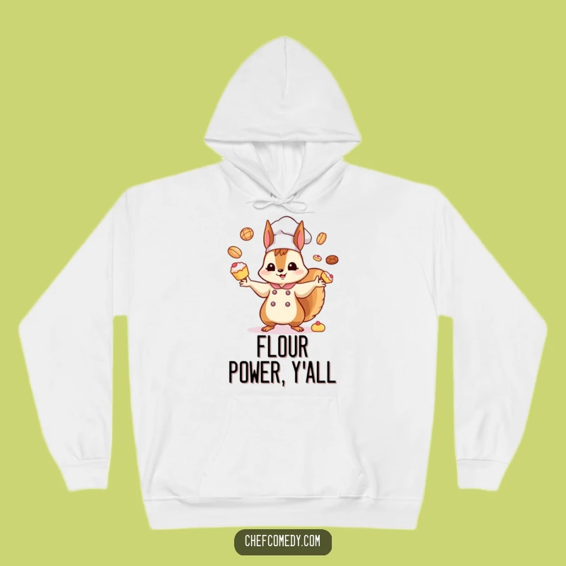 Funny Kawaii Squirrel Chef Hoodie: Cozy Humor with Juggling Pastries Design