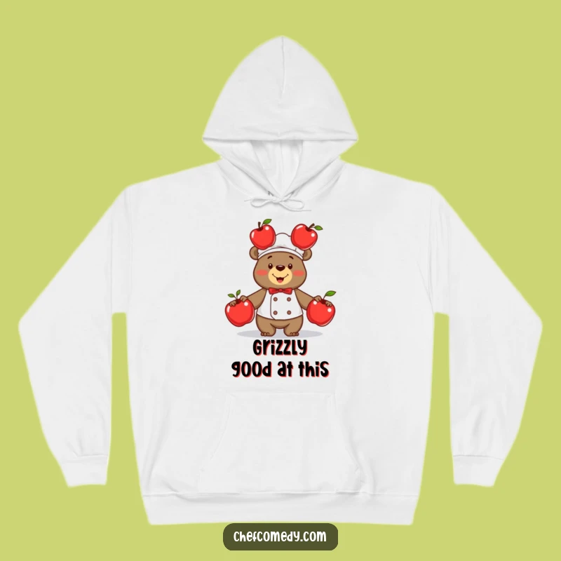 Cozy Funny Bear Chef Juggling Apples Hoodie - Warm & Hilarious Gift