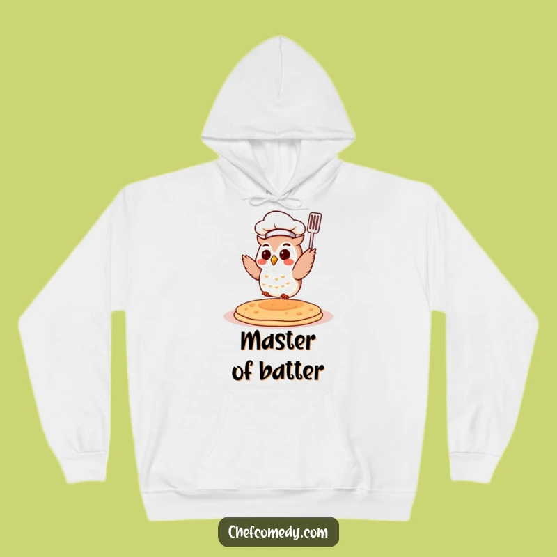 Funny Chef Owl Hoodie - Pancake Flipping Comfort - Cozy Culinary Bird Wear