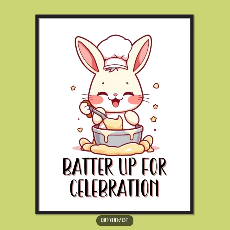 Free Printable Wall Art: Rabbit Chef Baking, Funny Downloadable Kitchen Decor