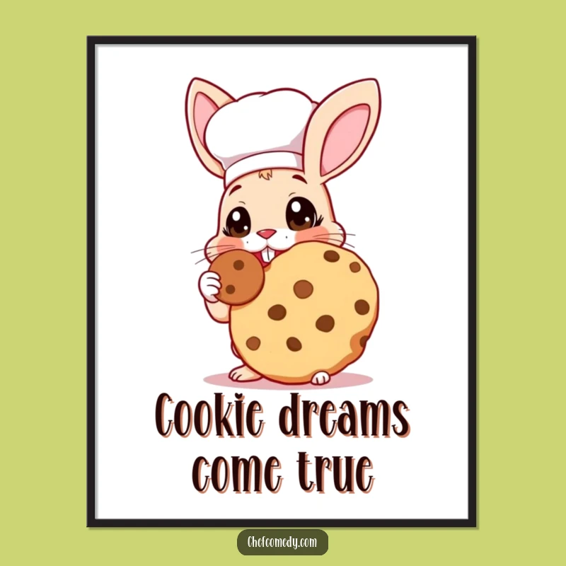 Funny Rabbit Chef Wall Art Free Printable: Cookie Lover Downloadable Decor