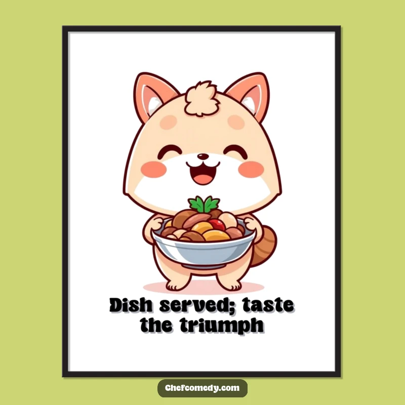 Funny Free Printable Wall Art: Proud Chef Animal Serving Dish, Whimsical Downloadable Foodie Decor