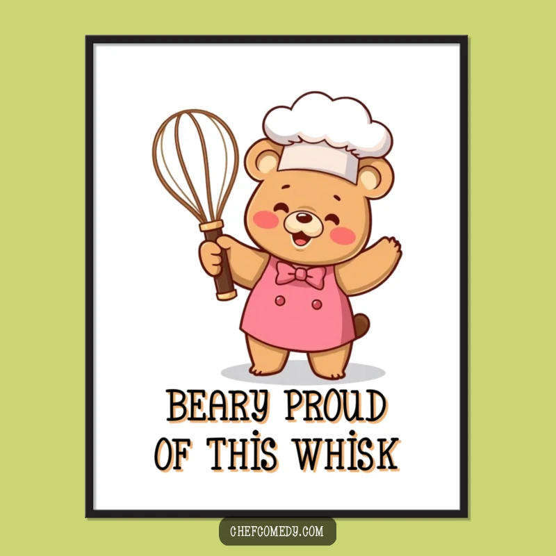 Free Printable Kawaii Bear Chef Trophy Art - Funny Downloadable Kitchen Decor!