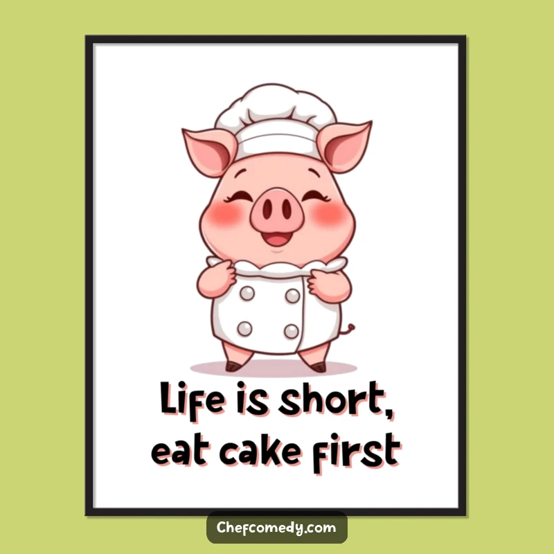 Free Printable Pig Chef Wall Art: Giant Cupcake Culinary Art Downloadable Decor