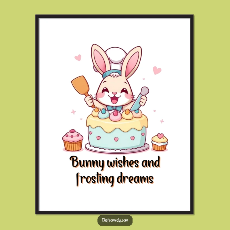 Free Printable Rabbit Chef Wall Art: Funny Downloadable Kitchen Decor for Bakers