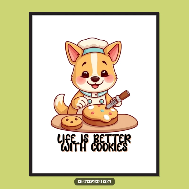Free Printable Wall Art: Dog Chef Cookie, Funny Downloadable Kitchen Decor