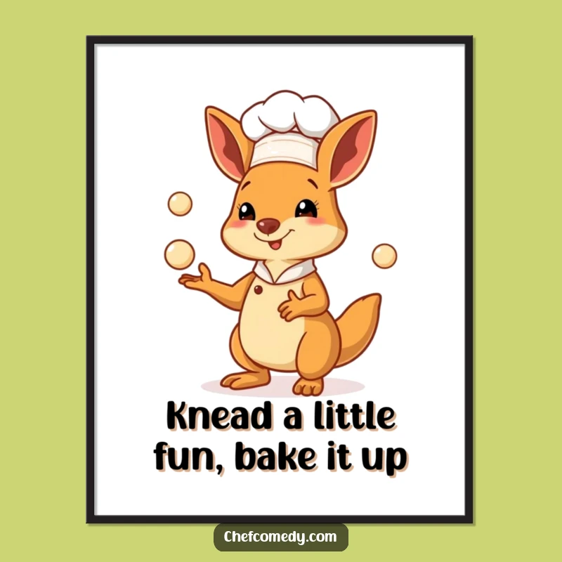 Free Printable Wall Art: Kangaroo Chef, Juggling Pastries, Humorous Decor Gift