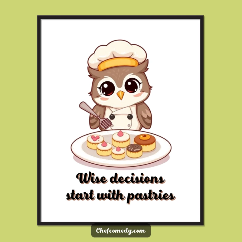 Funny Free Printable Owl Chef Wall Art - Elegant Downloadable Decor