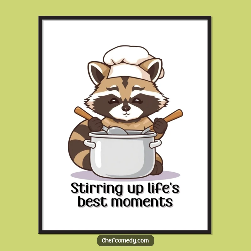 Funny Free Printable Raccoon Chef Wall Art - Quirky Downloadable Decor