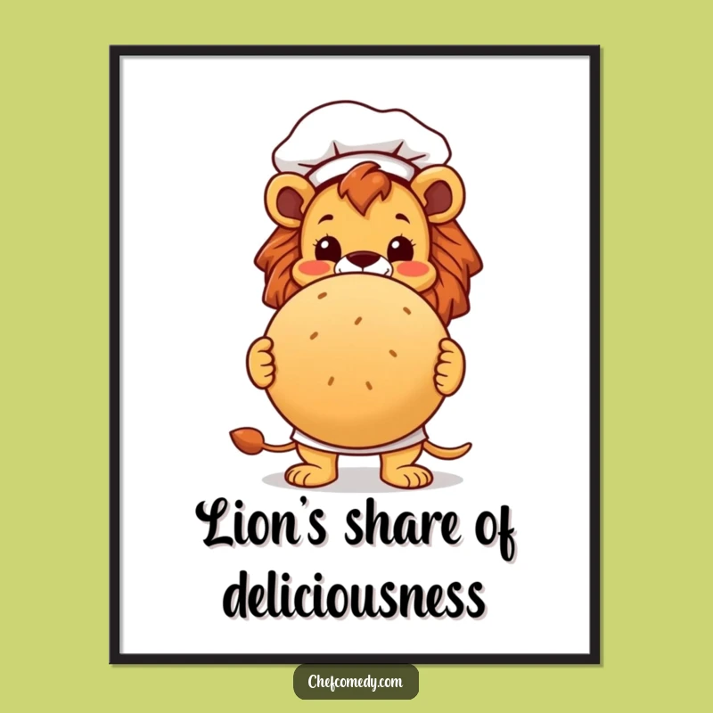 Funny Free Printable Wall Art: Lion Chef Bread Loaf, Humorous Downloadable Decor