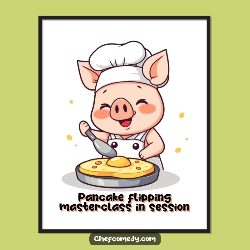 Funny Free Printable Wall Art: Pig Chef Pancake Master - Kitchen Decor