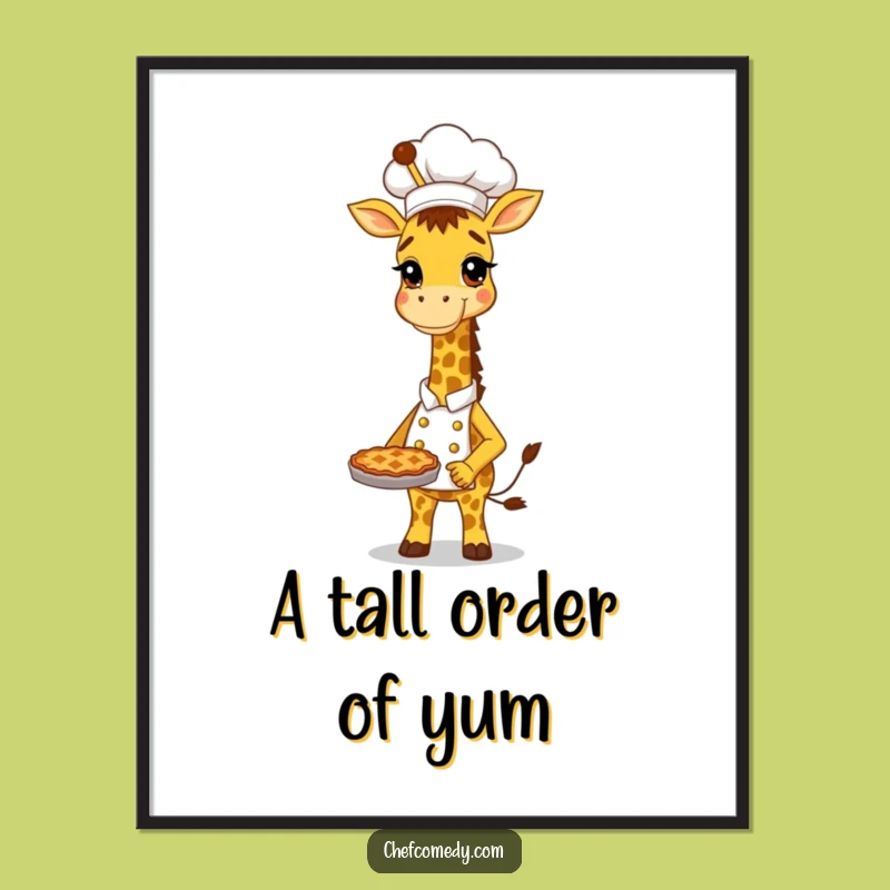 Funny Free Printable Wall Art: Tall Giraffe Chef with Pie Downloadable Decor