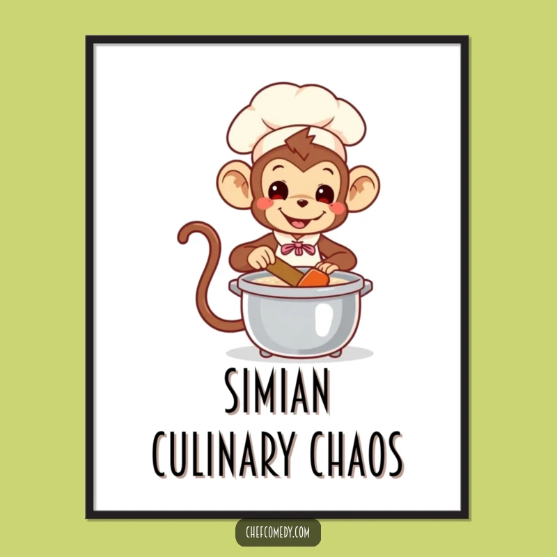 Funny Free Printable Wall Art: Monkey Chef Stirring Pot Downloadable Decor