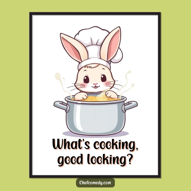 Free Printable Funny Rabbit Chef Wall Art - Bubbling Pot Downloadable Decor