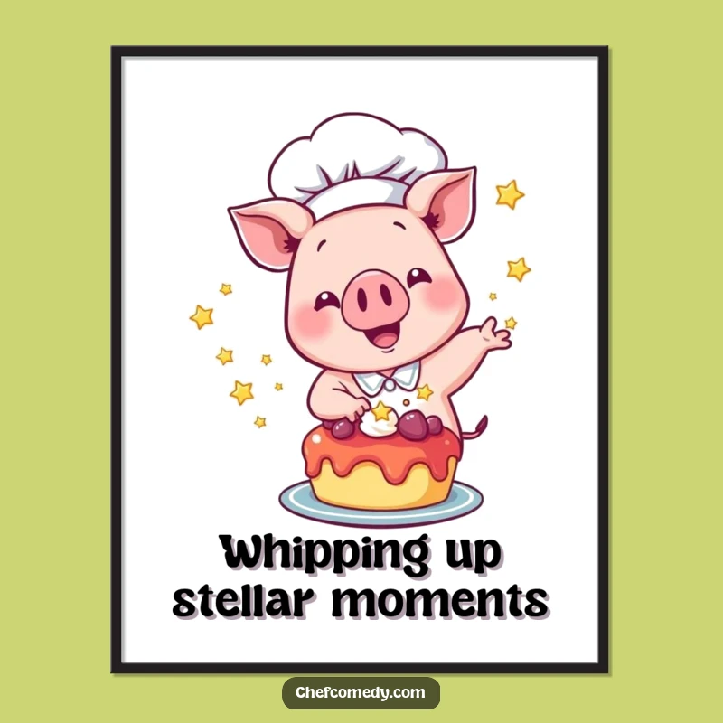 Funny Pig Chef Wall Art Free Printable: Dessert Decor Downloadable Art