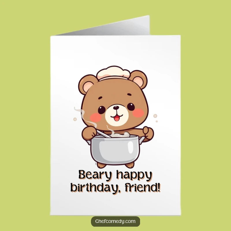 Free Printable Bear Chef Birthday Card: Funny Downloadable Gift for Foodies