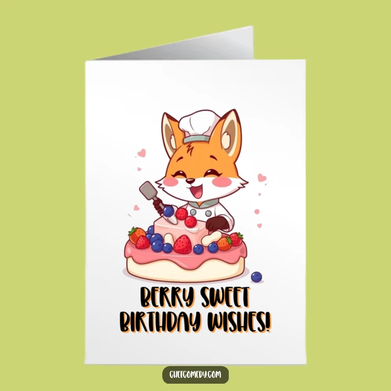 Free Printable Fox Chef Birthday Card: Funny Downloadable Gift for Cake Lovers
