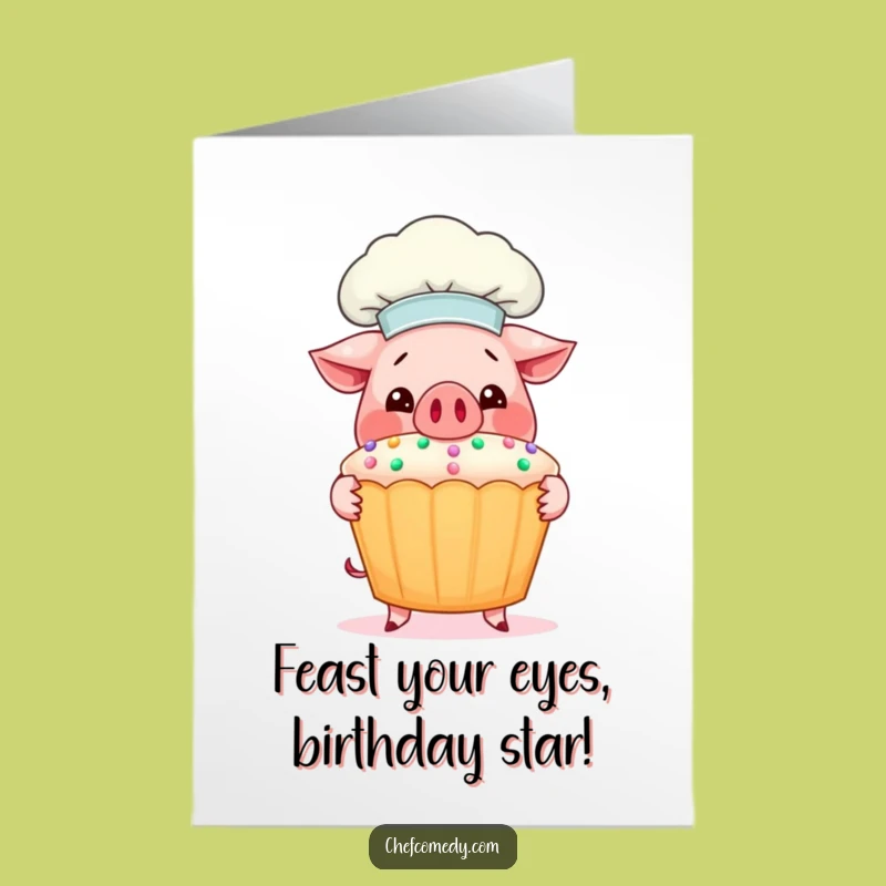 Free Printable Pig Chef Birthday Card: Funny Downloadable Gift for Bakers!