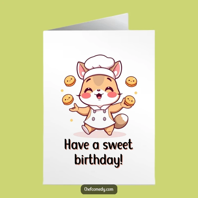 Free Printable Chef Animal Birthday Card: Pastry Juggling for a Sweet, Downloadable Gift